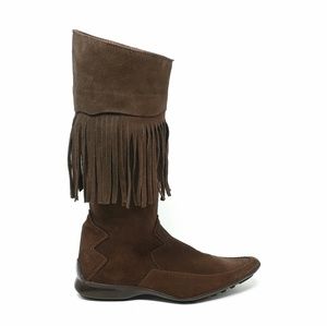 Bocage Paris Brown Suede Suede Fringe Boost, S